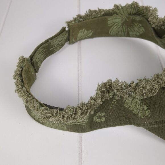 Omaha Henry Doorly Zoo Women's Visor Adjustable Olive Tropical Floral Distressed - Picture 7 of 8